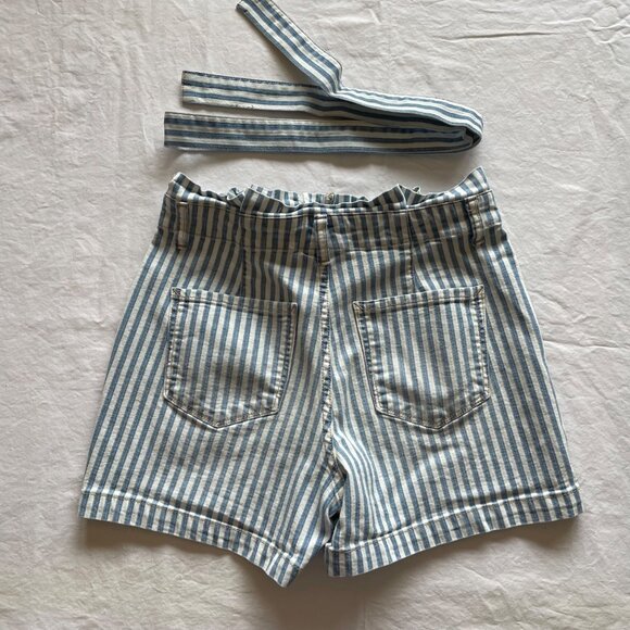 Ana A New Approach Womens Size 4 Blue & White Striped High-Waisted Shorts With B - Picture 6 of 9